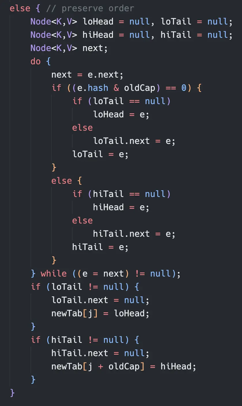 Java8 HashMap resize rehashing