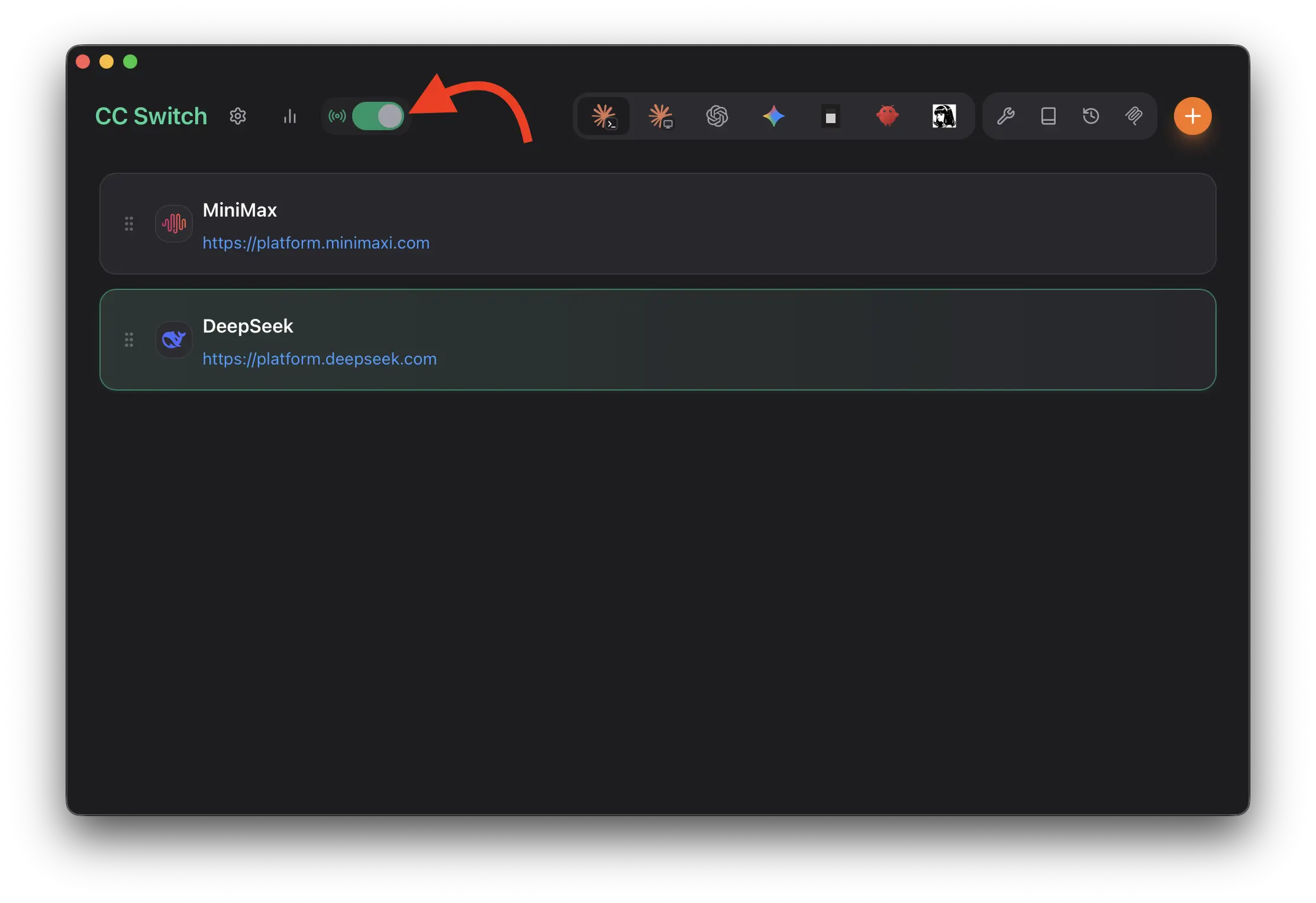 Snapshot for open local router of cc switch
